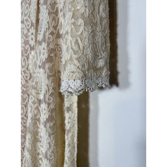 UMGEE Ivory Lace Dress 3/4 Sleeve MEDIUM Bachelorette Ethereal Boho Romantic - Picture 2 of 7
